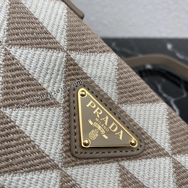 Prada專櫃新款刺繡織物包 1BC543 普拉達刺繡三角包織物迷你手袋 csp1480